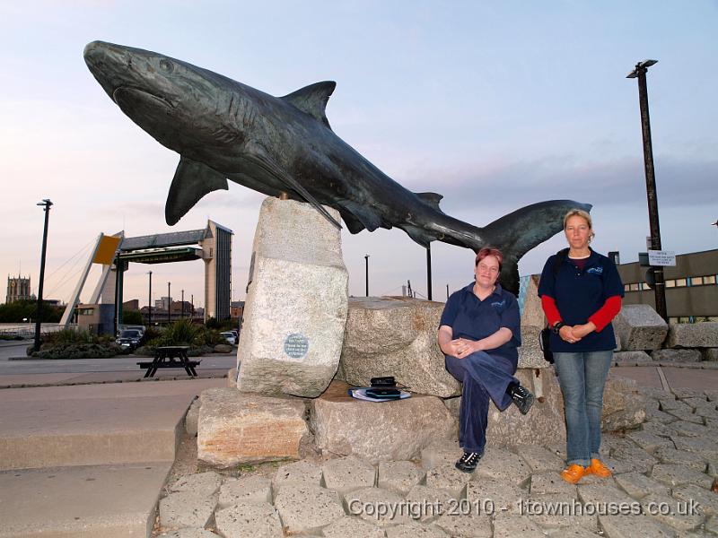 PA015025.JPG - Dawn and Carrie outside the Deep aquarium before the Net Gain project launch